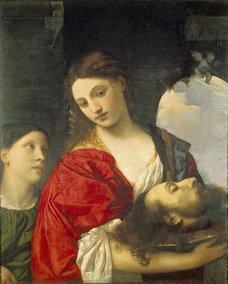 ティツィアーノ・ヴェチェリオ「洗礼者ヨハネの首をもつサロメ」1515年頃の画像