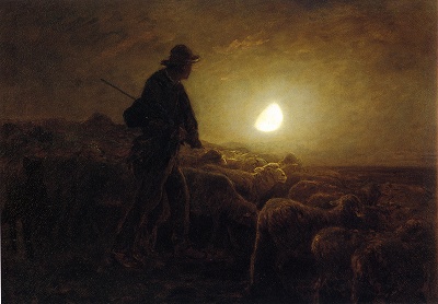 シャルル＝エミール・ジャック「月夜の羊飼い」の画像