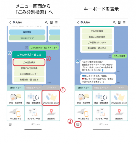 ごみ分別検索の利用方法イメージ画像