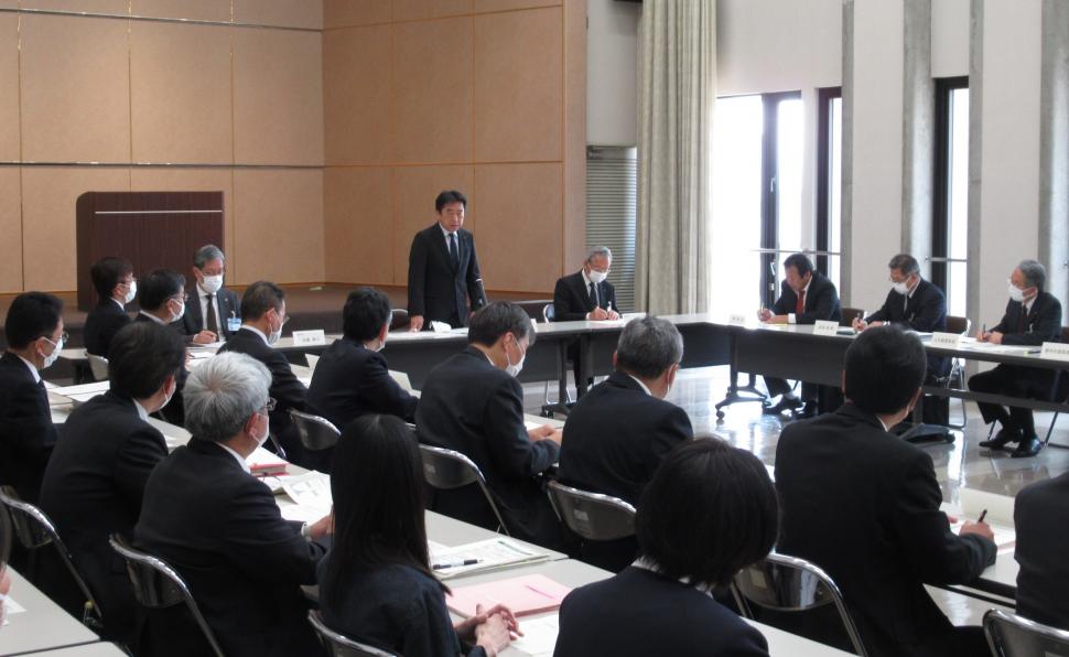大分市新型コロナウイルス感染症対策本部会議の様子