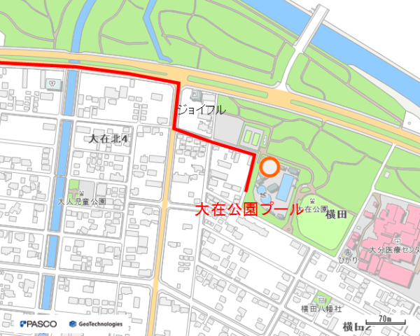 大在公園プール案内図