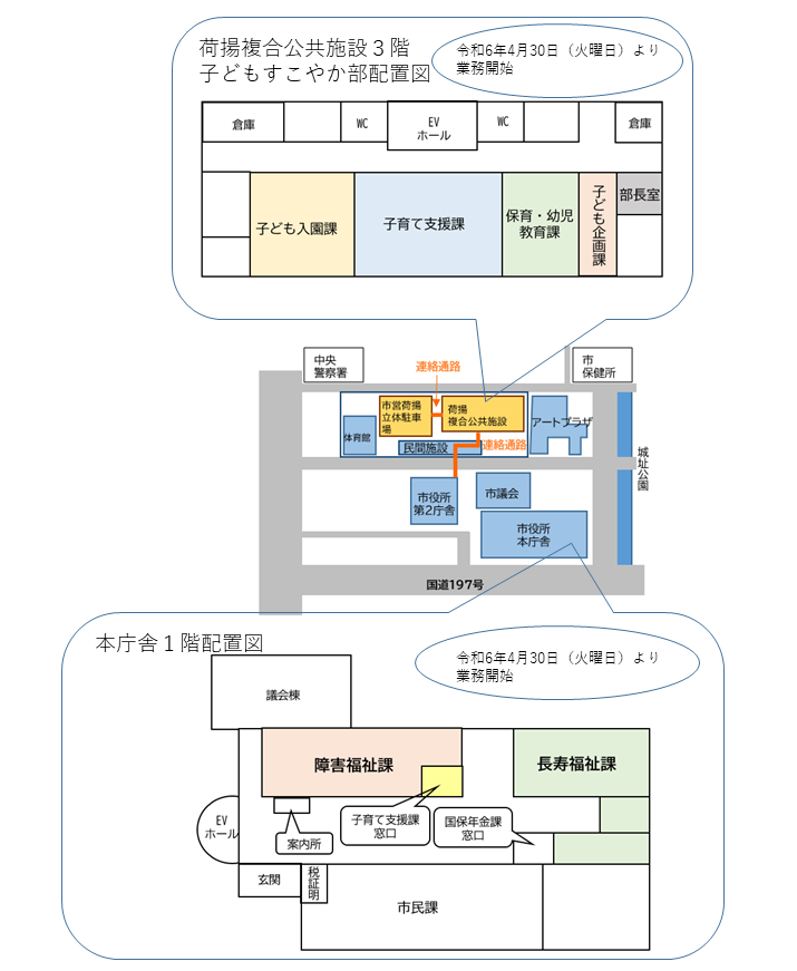 移転後の子どもすこやか部配置図