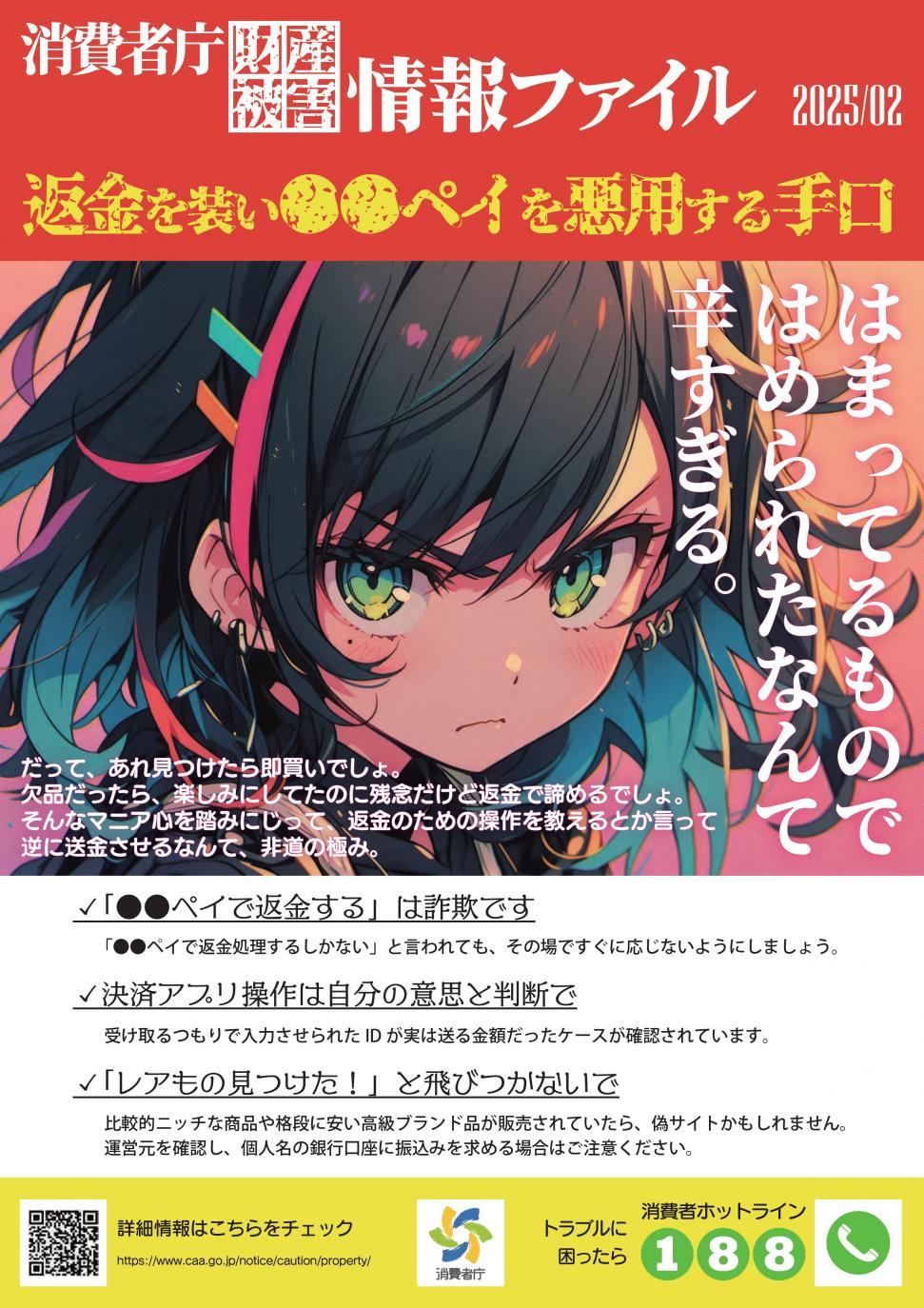 〇〇ペイ返金詐欺注意ポスター