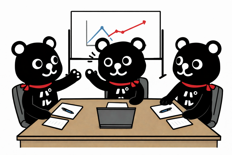 パルくん達がミーティングしているようす