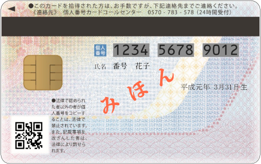 マイナンバーカード裏の画像