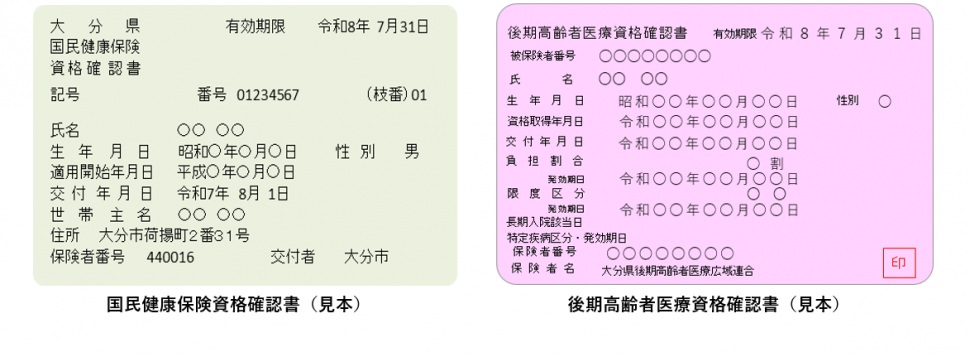 資格確認書（見本）