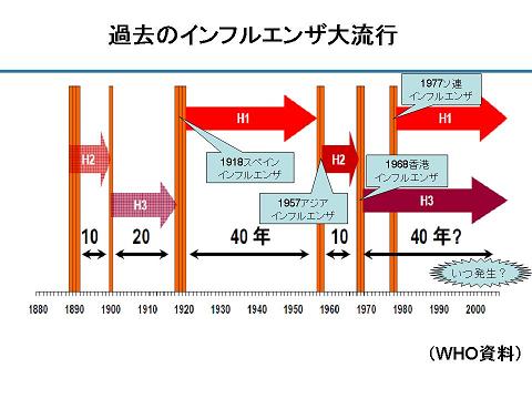 過去のインフルエンザ大流行の図