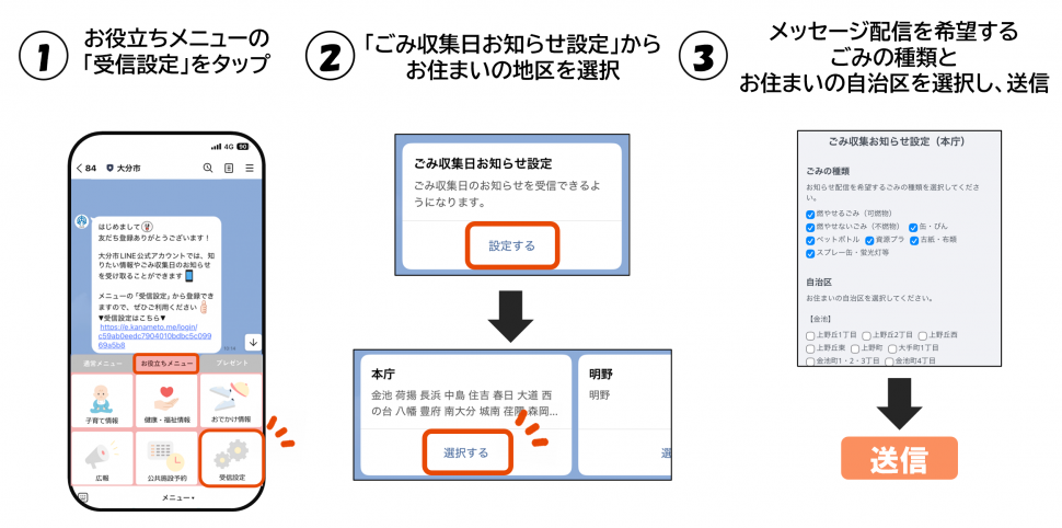 LINE収集お知らせ通知