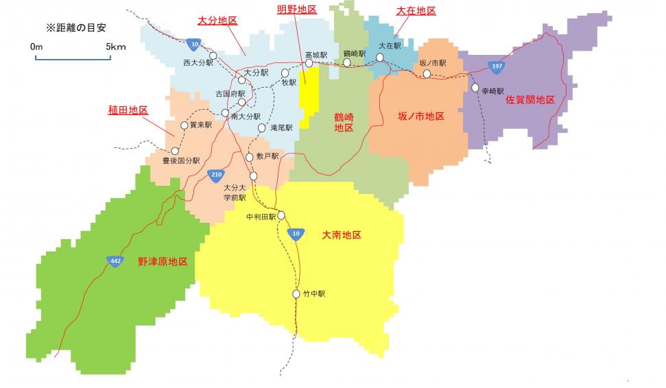 大分市の地区区分マップの画像