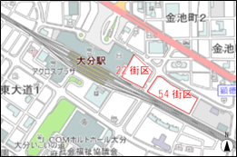 22街区54街区の位置図