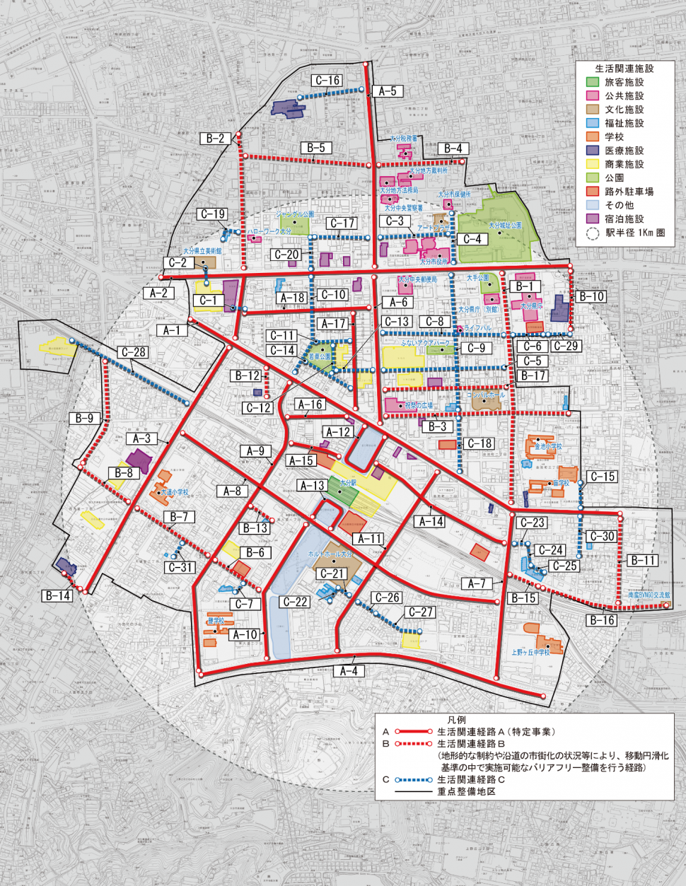 大分駅周辺地区生活関連経路図