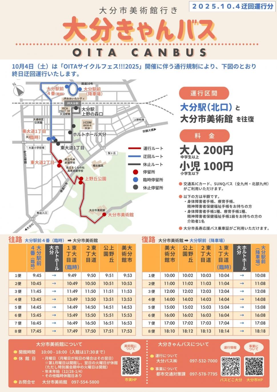 10月4日の運行ルートおよび時刻表