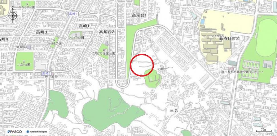 大分市大字駄原字長水1606番47外12筆、包含里道