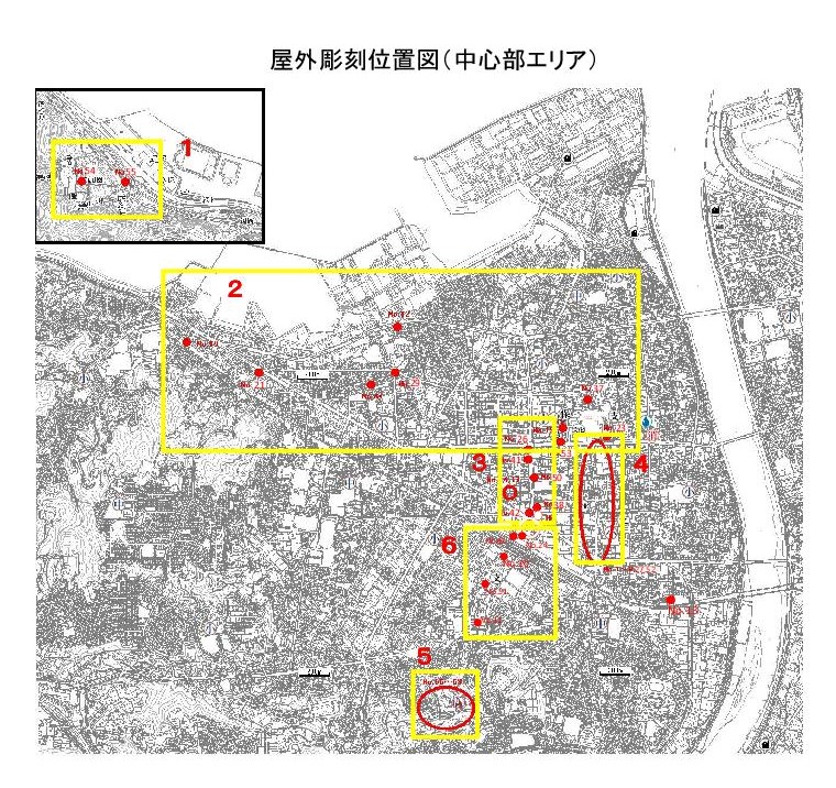 屋外彫刻位置図（中心部エリア）