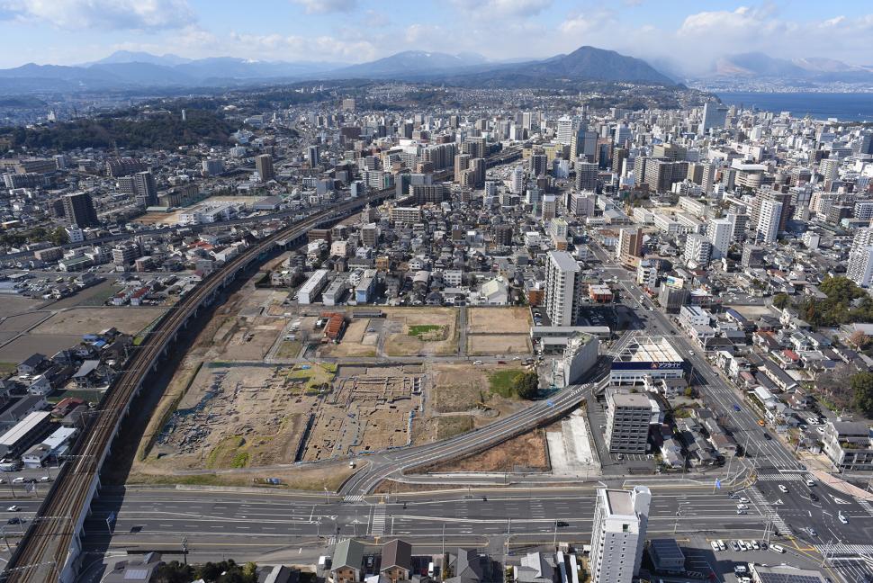 大友氏館跡(空撮）