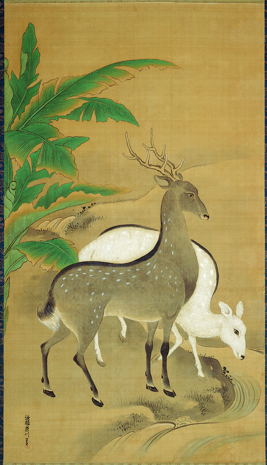 遊鹿図