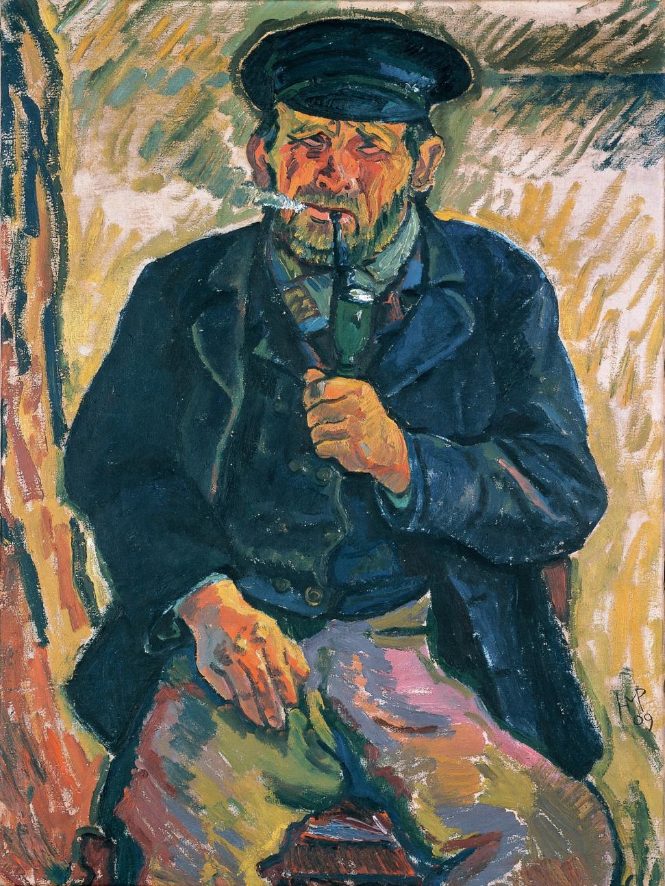 ヘルマン・マックス・ペヒシュタイン《パイプ煙草を吸う漁師》1909年
