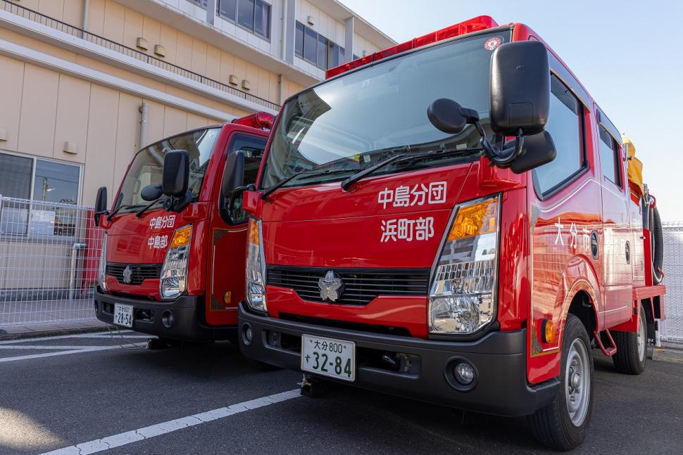消防団員が使用する消防車