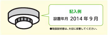 住宅用火災警報器への設置年月日記入例