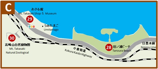 田ノ浦ビーチ周辺位置図