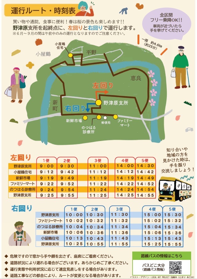 野津原地域時刻表